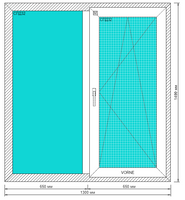Окно ПВХ ORTEX шестикамерное 1500х1500 двухстворчатое с поворотно-откидной створкой