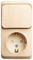 Блок ОП Этюд (1-м розетка с заземл. защ. шторки + 1-кл. выкл.) сосна SE BPA16-201D Systeme Electric