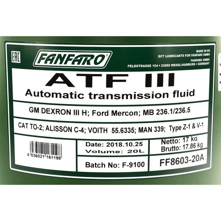 Atf iii h. Фанфаро АТФ. Трансмиссионное масло фанфаро. SCT Lubricants Fanfaro. Масло трансмиссионное Dexron 3 Fanfaro.
