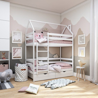 Кровать-домик детская двухъярусная Classic 180х90 в белом цвете