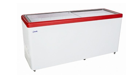 Морозильный ларь Снеж МЛП-600 красный( прямое стекло) - 7 корзин