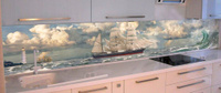 Кухонный фартук из закаленного стекла (Скиналь) "Море"