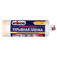 Пленка укрывная с малярной лентой Unibob 2,7м*20м,10мкм прозрачная