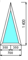 Треугольное окно глухое 70 мм