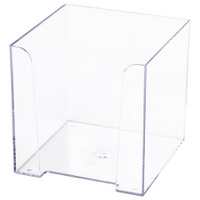 Подставка для бумажного блока BRAUBERG CLASSIC пластиковая, 90х90х90 мм, прозрачная, 238092