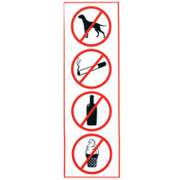 Знак Запрещение: курить пить есть прохода с животными прямоугольник 300х100 мм самоклейка 610033/НП-В-Б
