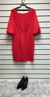 Платье красное с объемными рукавами размер 50