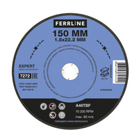 Диски отрезные FERRLINE Круг отрезной по металлу FerrLine Expert 150 х 1,8 х 22,2 мм A46TBF