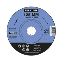 Диски отрезные FERRLINE Круг отрезной по металлу FerrLine Expert 125 х 1,0 х 22,2 мм A46TBF