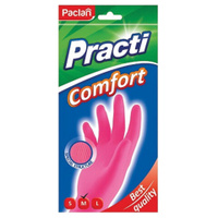 Перчатки хозяйственные латексные хлопчатобумажное напыление размер M средний розовые PACLAN Practi Comfort 4072