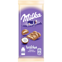 Шоколад Milka Bubbles молочный пористыйкокосовый, 92 г