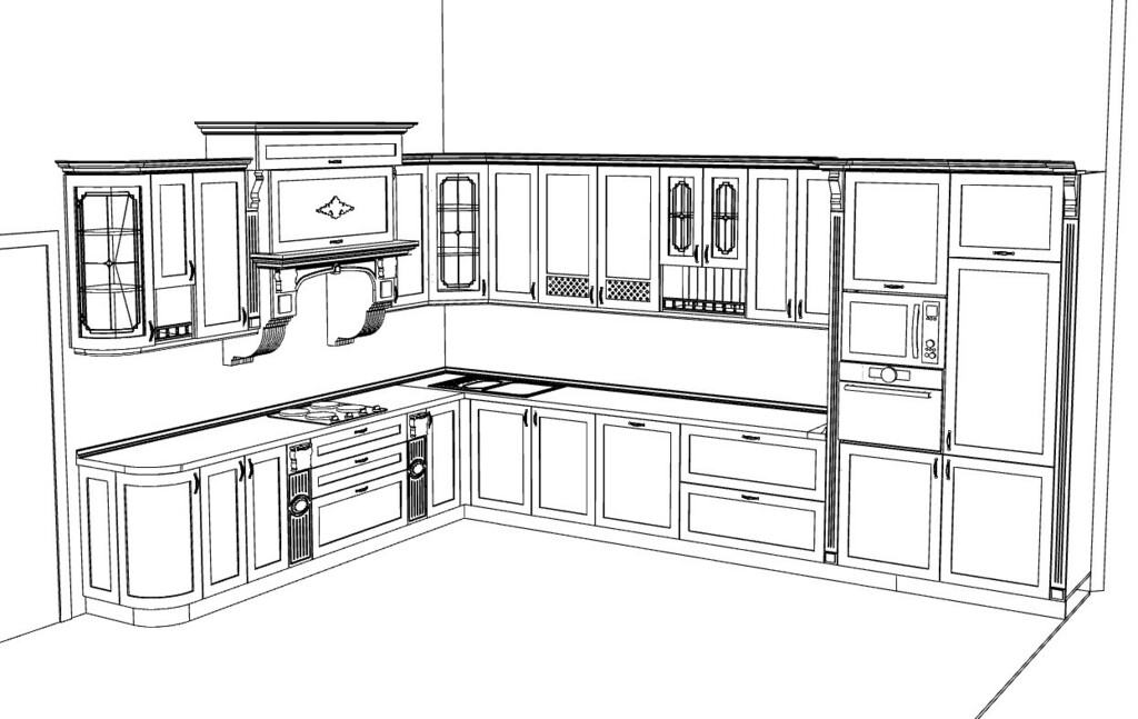 Кухня чертеж 3д - 94 фото