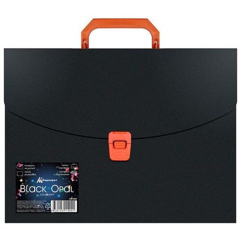 Портфель Бюрократ Black Opal BLPP01OR, 1 отд., A4, пластик, 0.7мм, черный 14 шт./кор.