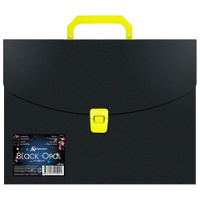 Портфель Бюрократ Black Opal BLPP01YEL, 1 отд., A4, пластик, 0.7мм, черный 14 шт./кор.