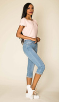 Шорты Nina Carter Capri Jeans Stretch Skinny 3/4 Bermuda Kurze Hose Weich, светло синий