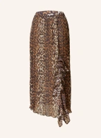Плиссированная юбка с воланами Ganni, коричневый