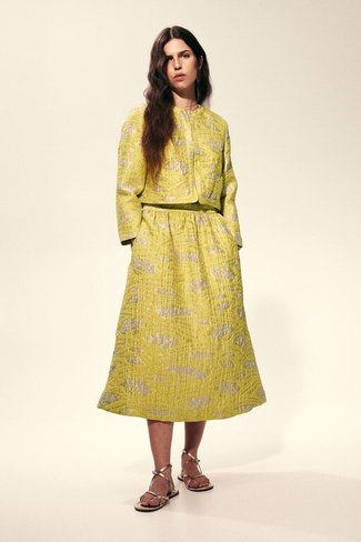 Объемная юбка из парчи H&M, желтый