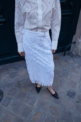 Кружевная юбка-карандаш H&M, белый
