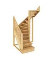 Деревянная лестница П-образная с забежными ступенями