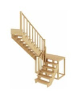 Деревянная лестница Г-образная с забежными ступенями