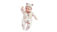 Куклы Schildkroet-Puppen Amy 45 см с соской, покраска волос, карие спящие глаза, бобровый комбинезон + шапочка + жилет