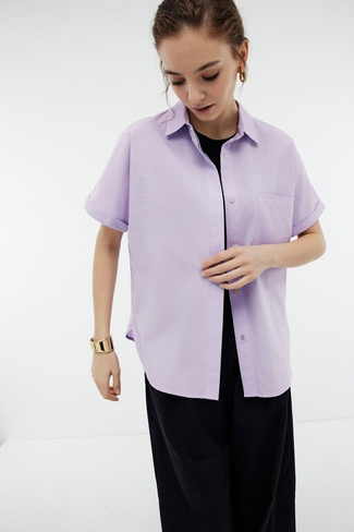 BAON Однотонная блузка свободного кроя с коротким рукавом (арт. BAON B1923005)