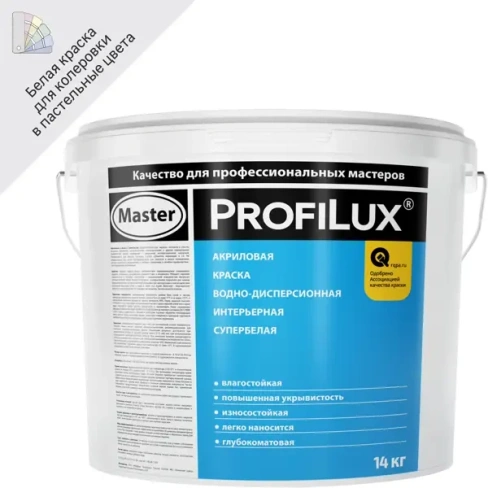 Краска для стен и потолков Profilux полуматовая супербелая база А 14 кг PROFILUX None