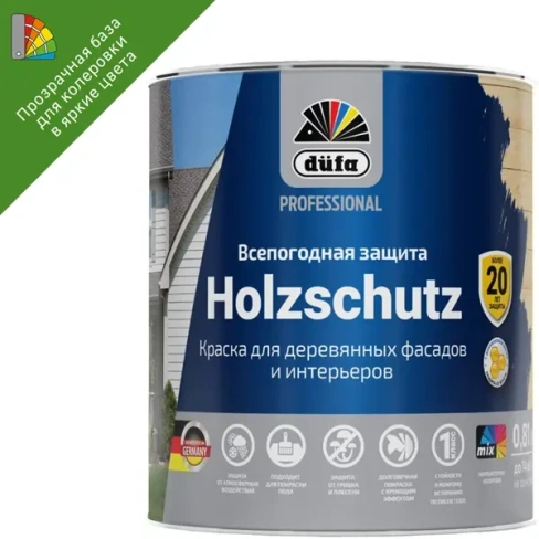 Краска фасадная Dufa Pro Holzschutz матовая цвет прозрачный база 3 0.81 л DUFA None