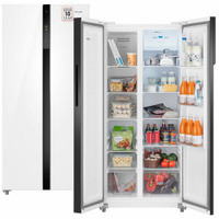 Отдельностоящий холодильник с инвертором Weissgauff WSBS 500 Inverter NoFrost White Glass Side by Side двухдверный, 3 го
