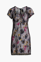 Многослойное мини-платье из крепдешина и кружева с цветочным принтом ANNA SUI, сиреневый