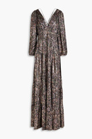 Ярусное платье макси Glady из джерси с металлизированным принтом пейсли BA&SH, угольный