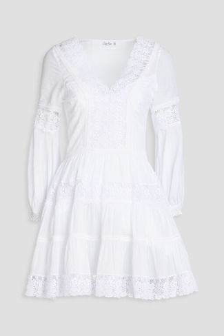 Платье мини Violette из муссалина с кружевной отделкой CHARO RUIZ IBIZA, белый