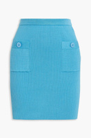 Мини-юбка в рубчик из смесового шелка OSCAR DE LA RENTA, бирюзовый