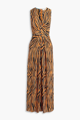 Креповое платье макси Ace с зебровым принтом DIANE VON FURSTENBERG, оранжевый