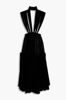 Платье миди из шелкового бархата с вырезами VALENTINO GARAVANI, черный