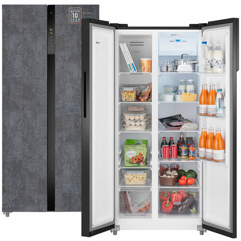 Отдельностоящий холодильник с инвертором Weissgauff WSBS 500 Inverter NoFrost Rock Glass Side by Side двухдверный, 3 год
