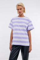 BAON Удлиненная хлопковая футболка оверсайз в полоску (арт. BAON B2323078)
