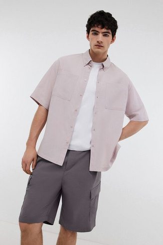 BAON Рубашка из льна и вискозы с коротким рукавом (арт. BAON B6824007)