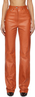 Оранжевые кожаные брюки с пятью карманами Ferragamo
