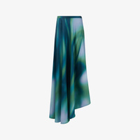 Тканая юбка миди с абстрактным принтом и асимметричным подолом Leem, зеленый
