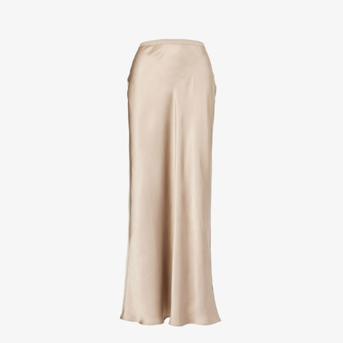 Шелковая юбка макси bar с завышенной талией Anine Bing, коричневый