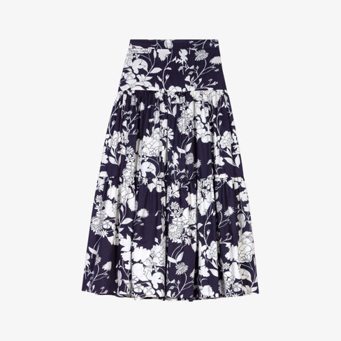 Хлопковая юбка макси со сборками с цветочным принтом Maje, цвет noir / gris