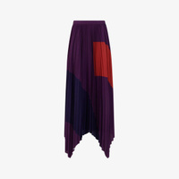 Тканая юбка миди в стиле колор-блок со складками Leem, цвет magen comb