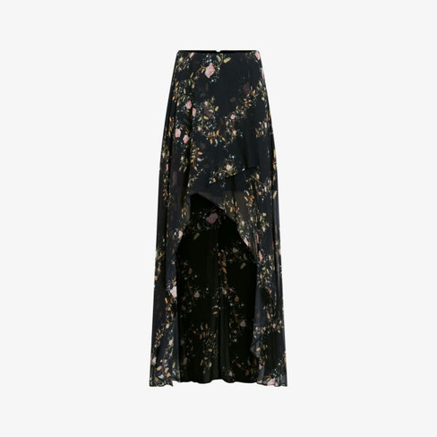 Тканая юбка макси slvina oto с цветочным принтом Allsaints, черный