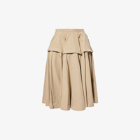 Компактная хлопковая юбка миди с накладными карманами Bottega Veneta, цвет sand