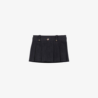 Плиссированная мини-юбка средней посадки из эластичного денима с накладными карманами Maje, цвет noir / gris