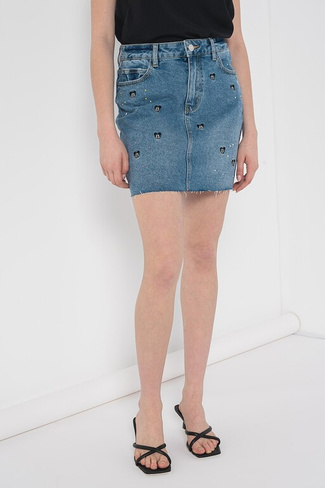 Короткая юбка с вышивкой Desigual, синий