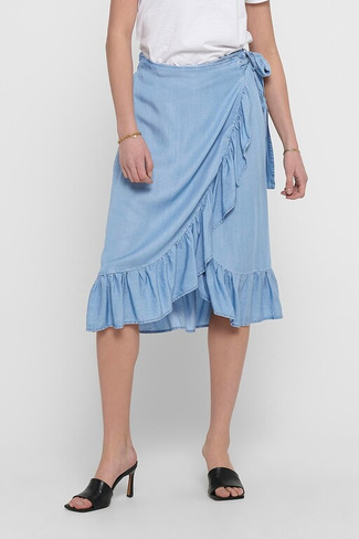 Плиссированная юбка из шамбре с лизелем Only, лавандовый