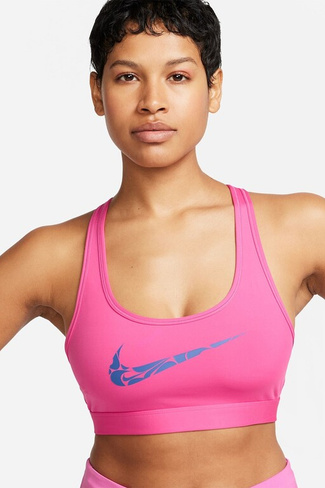 Фитнес-Бюстгальтер Swoosh с технологией Dri-FIT Nike, розовый