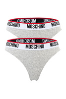 Стринги с логотипом на талии - 2 пары Moschino Underwear, серый